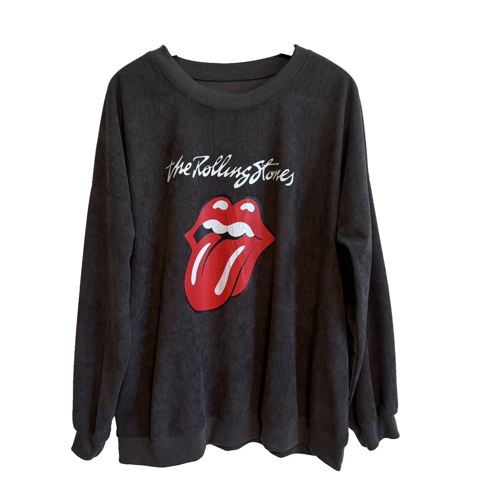 Rolling Stones‎ Corduroy Style Mens Sweatshirt XL Classic Rock Band Tongue Logo